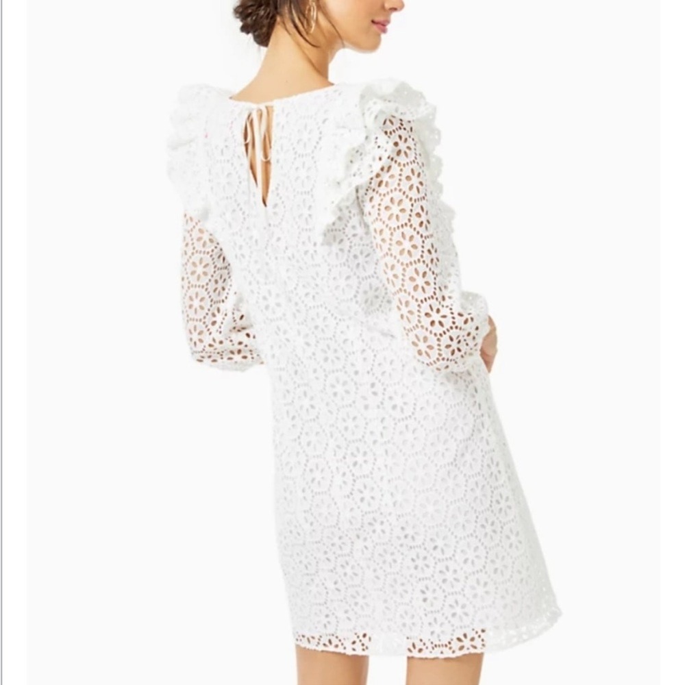 Lilly Pulitzer Primm Dress Size Small In Resort White Preppy Dainty Eyelet - Picture 9 of 13